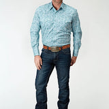 Roper 1944 Stretch Paisley (Teal) - Men's Western Shirt