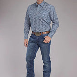 Roper Grasslands Prairie Paisley (Blue) - Men's Western Shirt