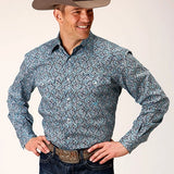 Roper 1563 Peacock Paisley (Blue) - Men's Western Shirt