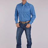 Roper 2497 Ribbon Medallion (Blue) - Men's Western Shirt
