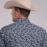Roper 2969 Woodcut Paisley (Black) - Men's Western Shirt