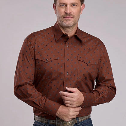 Roper 3090 Stretch Poplin (Rust) - Men's Western Shirt