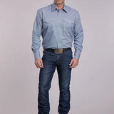 Roper 2892 Stretch Minicheck (Blue) - Men's Western Shirt