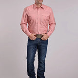 Roper 2979 Stretch Minicheck (Coral) - Men's Western Shirt