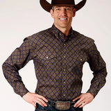 Roper 1839 Diamond Medallion (Brown) - Men's Western Shirt