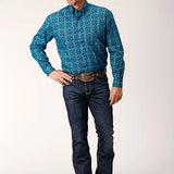 Roper 1663 Gothic Medallion (Blue) - Men's Western Shirt