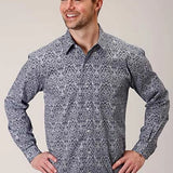 Roper 1380 Crystal Medallion (Blue) - Men's Western Shirt