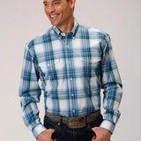 Roper 01006 Clear Sky Plaid (Blue) - Men's Western Shirt