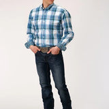 Roper 01006 Clear Sky Plaid (Blue) - Men's Western Shirt