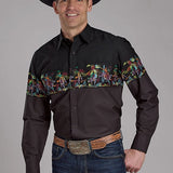 Roper 2121 Bullriders Scene (Black) - Men's Western Shirt