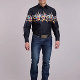 Roper 2846 Bull Star Border (Black) - Men's Western Shirt