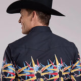 Roper 2846 Bull Star Border (Black) - Men's Western Shirt