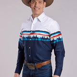 Roper 2847 Sunset Border (Navy) - Men's Western Shirt