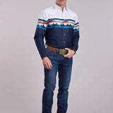 Roper 2847 Sunset Border (Navy) - Men's Western Shirt