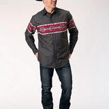 Roper 1812 Aztec Border (Black) - Men's Western Shirt