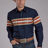 Roper 2136 Aztec Border (Navy) - Men's Western Shirt