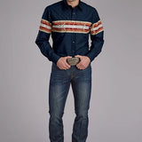 Roper 2136 Aztec Border (Navy) - Men's Western Shirt