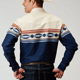 Roper 1906 Distressed Aztec Border (Navy) - Men's Western Shirt
