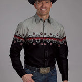 Roper 2118 Ombre Aztec (Black) - Men's Western Shirt