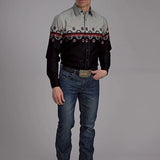 Roper 2118 Ombre Aztec (Black) - Men's Western Shirt