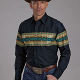 Roper 2120 Aztec Border (Navy) - Men's Western Shirt
