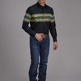 Roper 2120 Aztec Border (Navy) - Men's Western Shirt