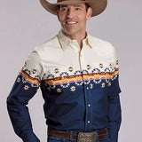Roper 3056 Ombre Aztec (Navy) - Men's Western Shirt