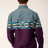 Roper 1412 Tile Aztec Border (Wine) - Men's Western Shirt