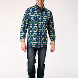 Roper 1814 Aztec Allover Print (Navy) - Men's Western Shirt