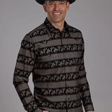 Roper 2117 Rodeo Stripe (Black) - Men's Western Shirt