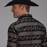 Roper 2117 Rodeo Stripe (Black) - Men's Western Shirt