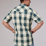 Roper 2006 Tile Plaid (White) - Men's Short Sleeve Shirt
