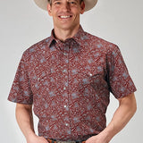 Roper 1896 Vintage Paisley (Red) - Men's Short Sleeve Shirt