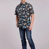 Roper 2834 Hawaiian Print (Black) - Men's Short Sleeve Shirt