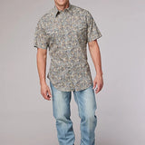 Roper 2009 Sketchy Paisley Print (Brown) - Men's Short Sleeve Shirt
