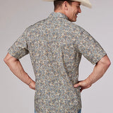 Roper 2009 Sketchy Paisley Print (Brown) - Men's Short Sleeve Shirt