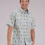 Roper 2463 Vintage Paisley Print (Blue) - Men's Short Sleeve Shirt
