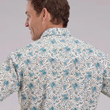 Roper 2463 Vintage Paisley Print (Blue) - Men's Short Sleeve Shirt