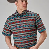 Roper 1898 Aztec Stripe (Red) - Men's Short Sleeve Shirt