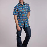 Roper 2835 Serape Stripe (Blue) - Men's Short Sleeve Shirt