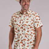 Roper 3012 Scenic Print (Orange) - Men's Short Sleeve Shirt