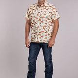 Roper 3012 Scenic Print (Orange) - Men's Short Sleeve Shirt
