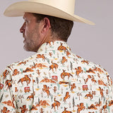 Roper 3012 Scenic Print (Orange) - Men's Short Sleeve Shirt