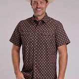 Roper 3013 Argyle Print (Brown) - Men's Short Sleeve Shirt