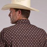 Roper 3013 Argyle Print (Brown) - Men's Short Sleeve Shirt