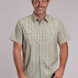 Roper 3016 Vertical Aztec (Tan) - Men's Short Sleeve Shirt