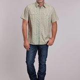 Roper 3016 Vertical Aztec (Tan) - Men's Short Sleeve Shirt