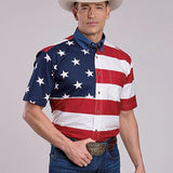 Roper Pieced Stars & Stripes (Multi) - Men's Short Sleeve Shirt