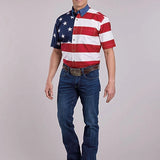 Roper Pieced Stars & Stripes (Multi) - Men's Short Sleeve Shirt