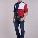 Roper Pieced Texas Flag (Multi) - Men's Short Sleeve Shirt